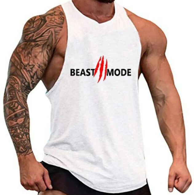 Custom logo mens low cut drop hole Gym Sports Vest