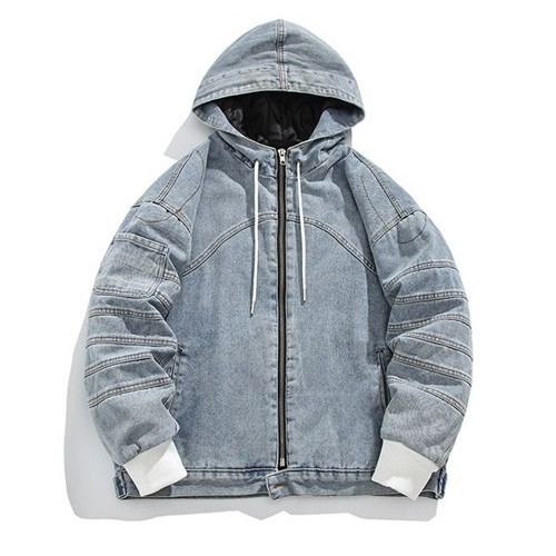 Custom Logo Mens Denim Padded Jacket 